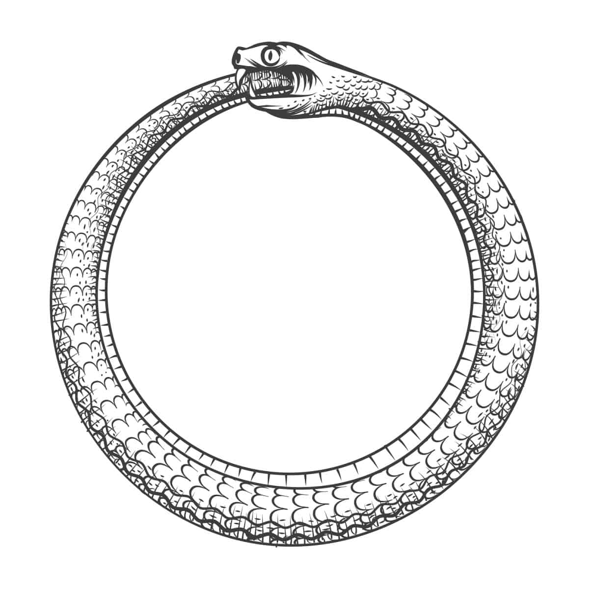 Magic symbol of Ouroboros. Tattoo with snake biting its own tail